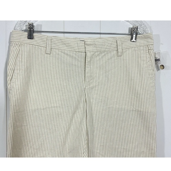 NEW Gap Women Sz 10 Beige Pants Capri Striped 100%Cotton Flat Front Wide - Picture 3 of 12
